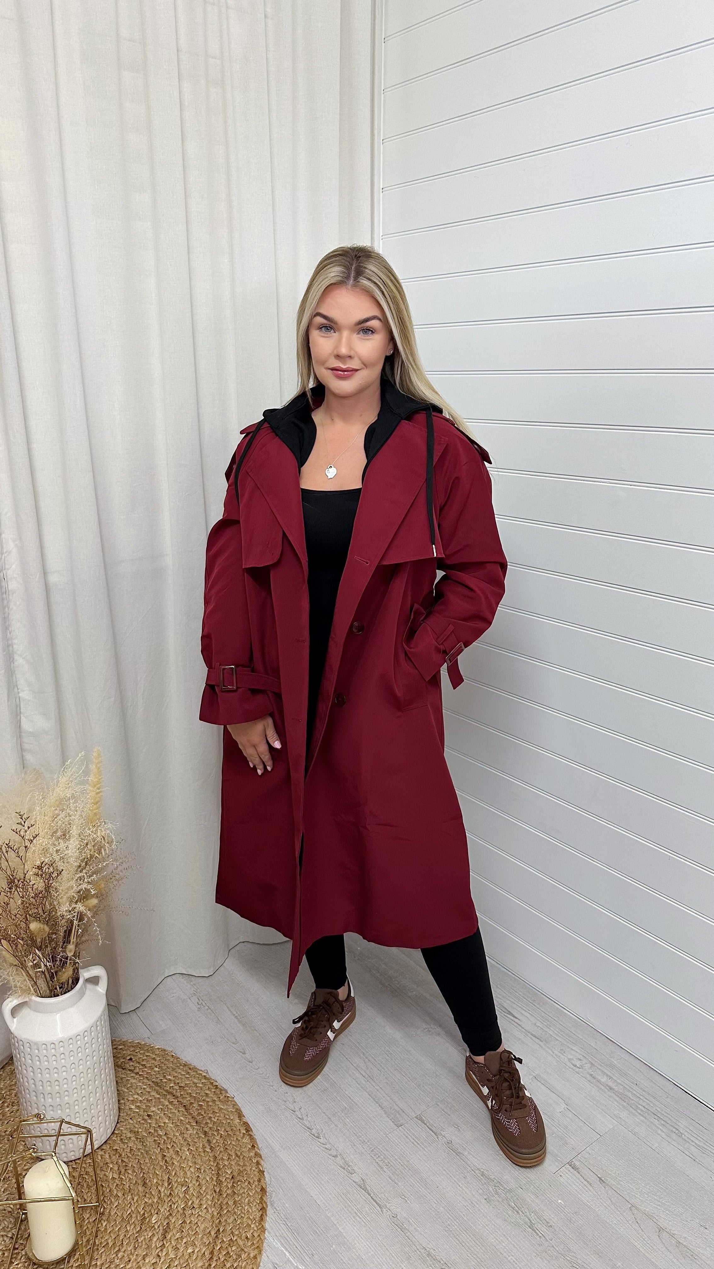 Premium Hooded Lightweight Mac - BURGUNDY