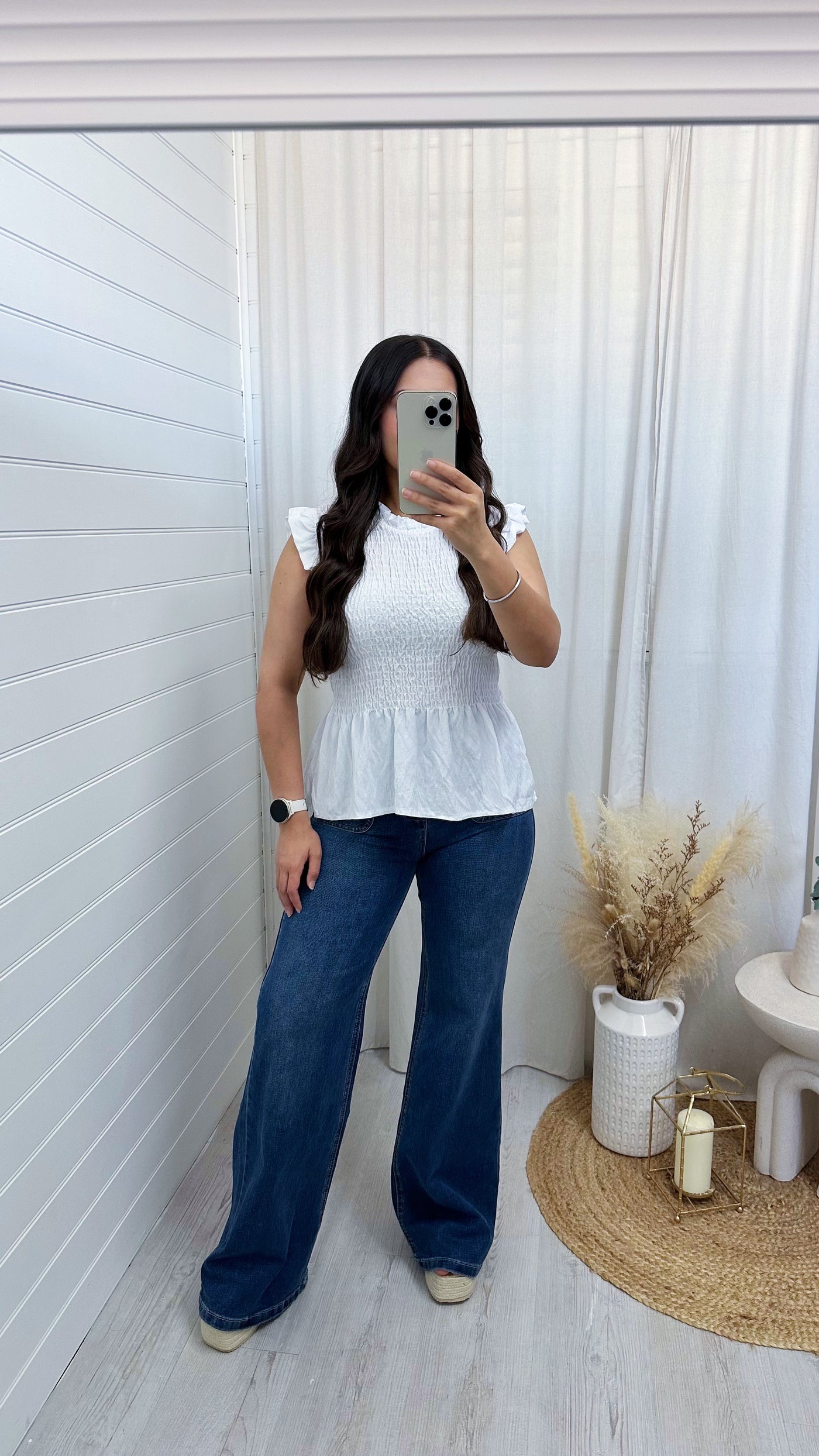 High Waisted Front Pocket Denim Flared Jeans - DARK DENIM