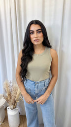 Soft Ribbed Vest Top - SAGE