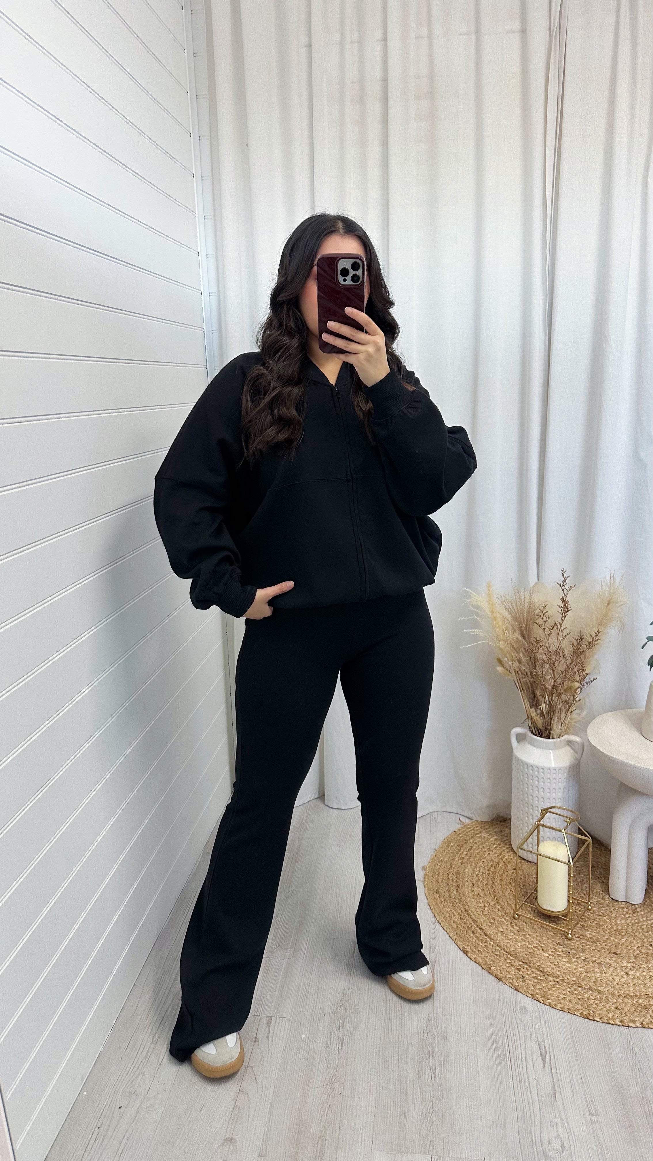 Bomber Jacket and Flare Joggers Co-Ord - BLACK