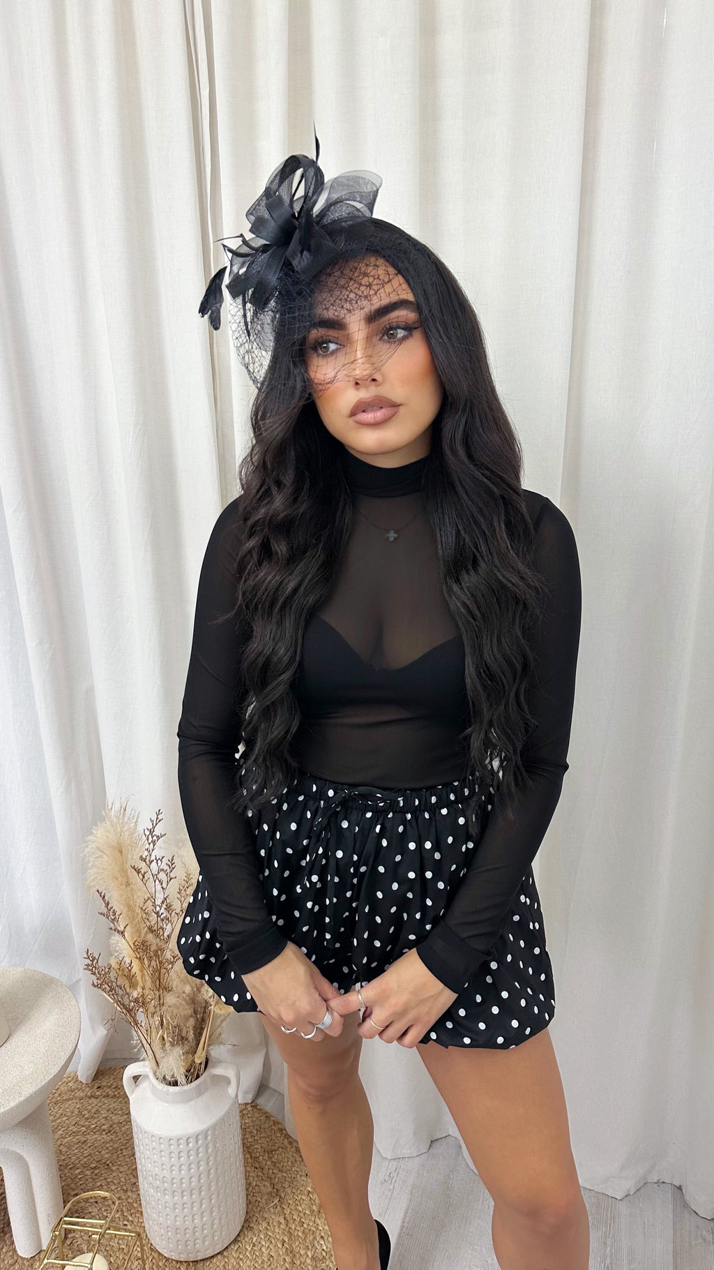 Puff Ball Polka Dot Shorts - BLACK