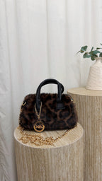 Top Handle Mini Faux Fur Bag - LEOPARD PRINT
