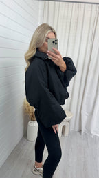 Balloon Sleeve Puffer Jacket - BLACK