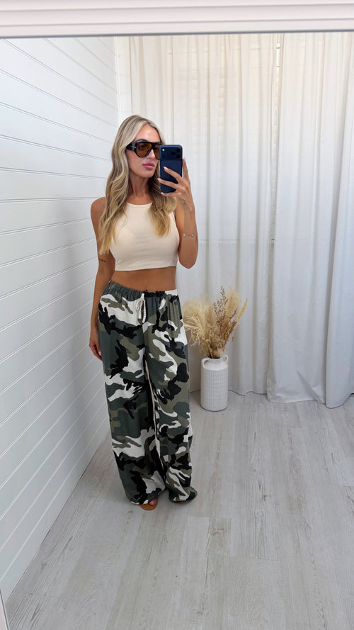 Camouflage Straight Leg Trousers