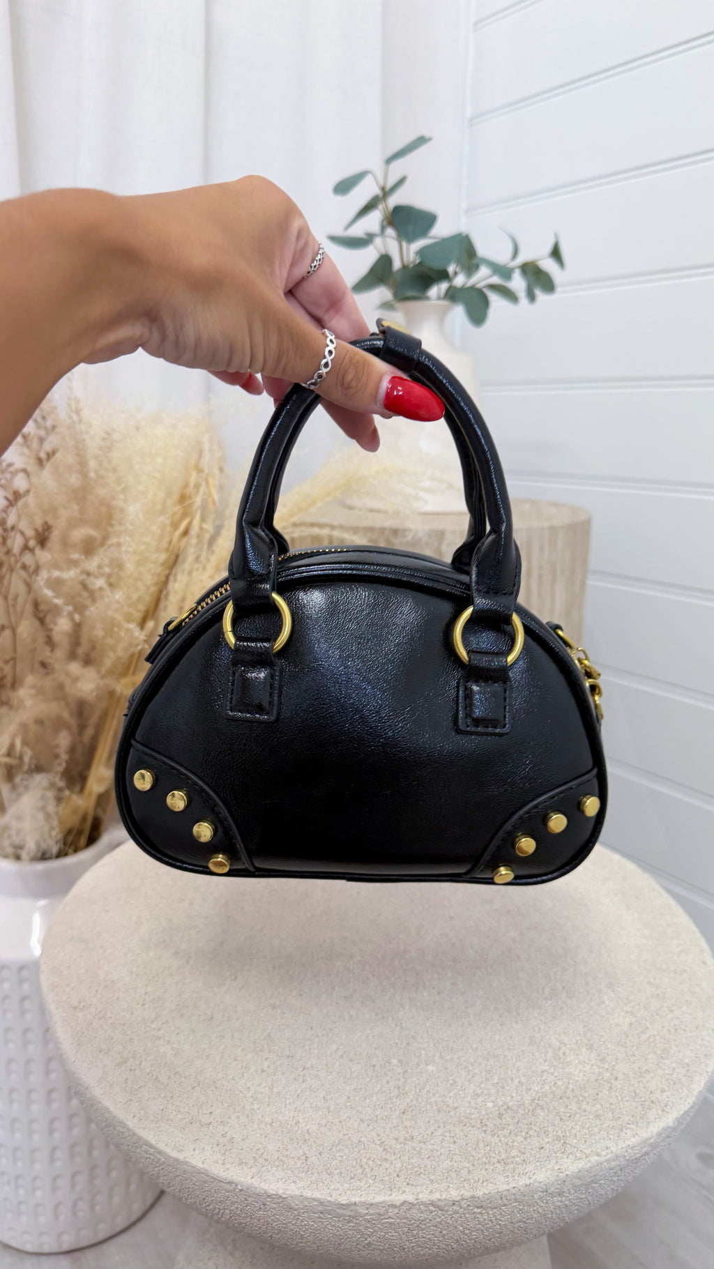 Structured Dome Handbag - BLACK