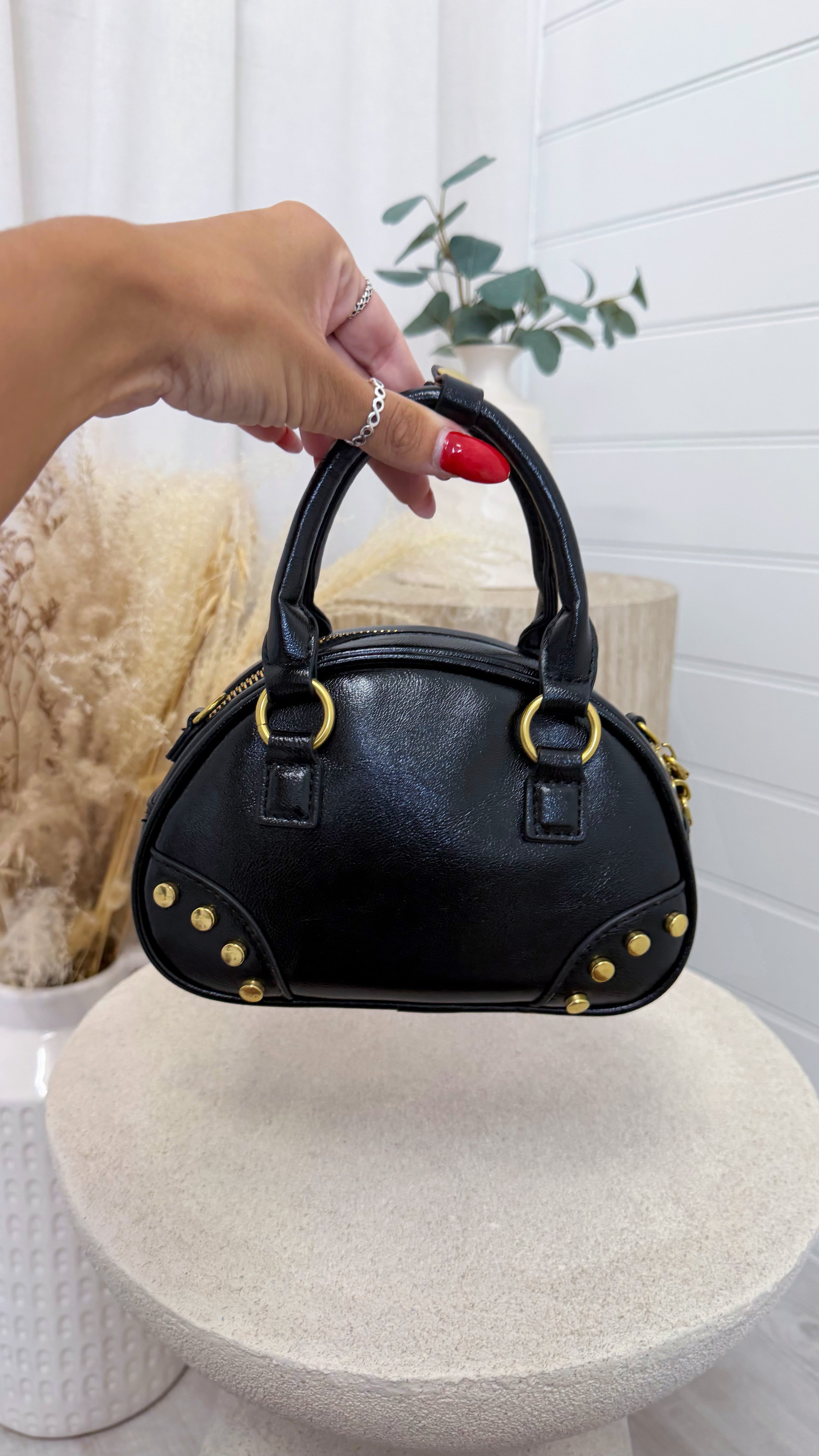 Structured Dome Handbag - BLACK