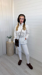 NYC Sweatshirt and Ribbed Leggings Co-Ord - OATMEAL