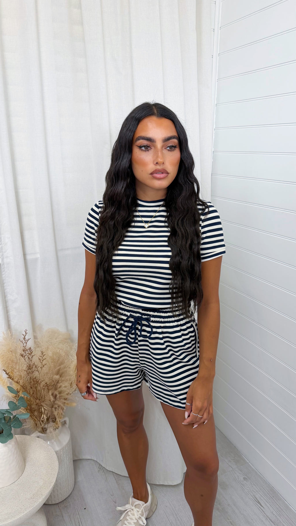 Colour Block Stripe T-Shirt and Shorts Co-Ord - NAVY