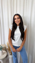 Tulle Sleeve Vest Top - WHITE