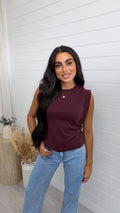 Cap Sleeve Soft Cotton T-Shirt - WINE