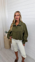 Contrast Trim Windbreaker Jacket - KHAKI