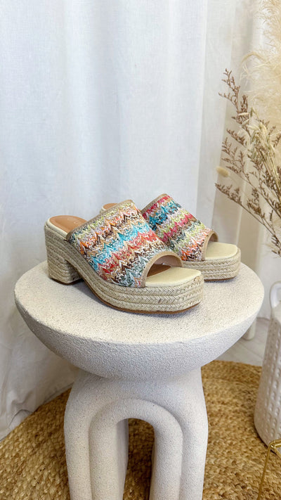 Chunky Woven Heeled Sandals - MULTI