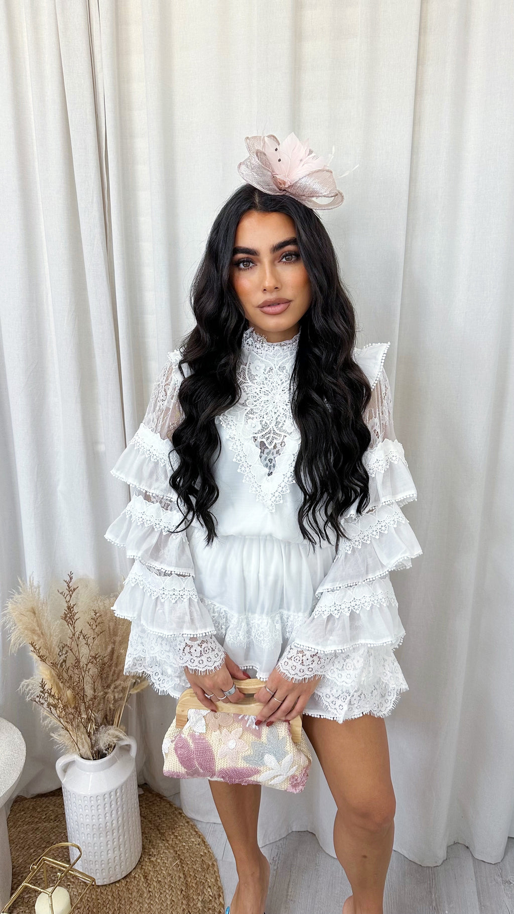 Layered Frill Lace Top and Skort Co-Ord - WHITE