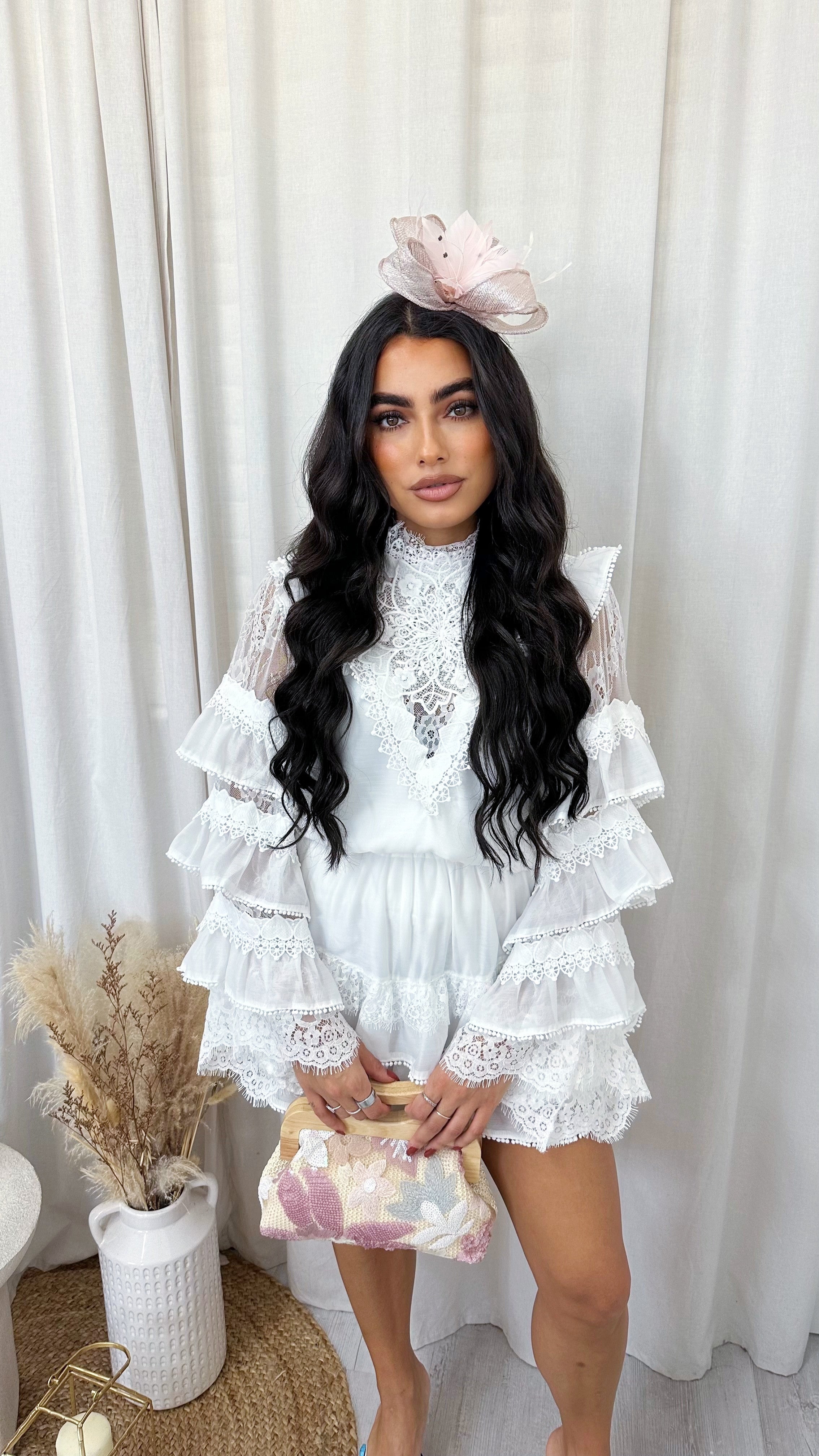 Layered Frill Lace Top and Skort Co-Ord - WHITE