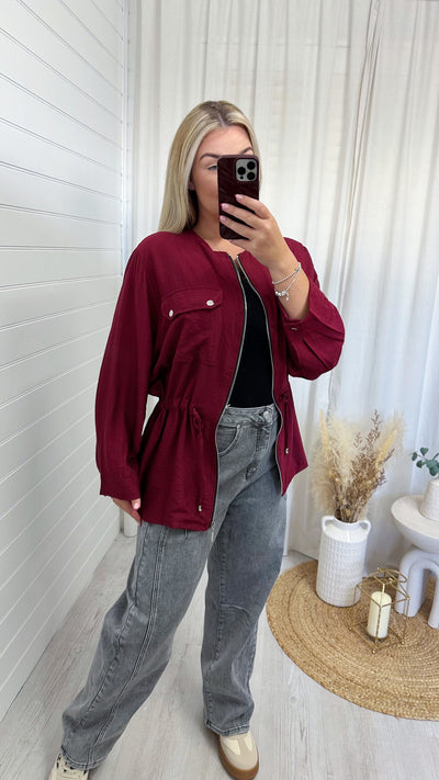 Lightweight Cargo Shacket - WINE