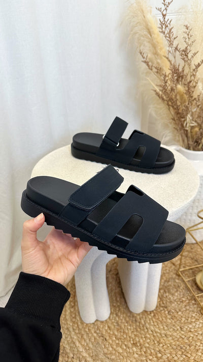 Inspired Chunky Sole Sandals - BLACK