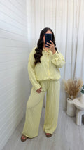 Oversized Pinstripe Shirt and Trousers Co-Ord - LEMON