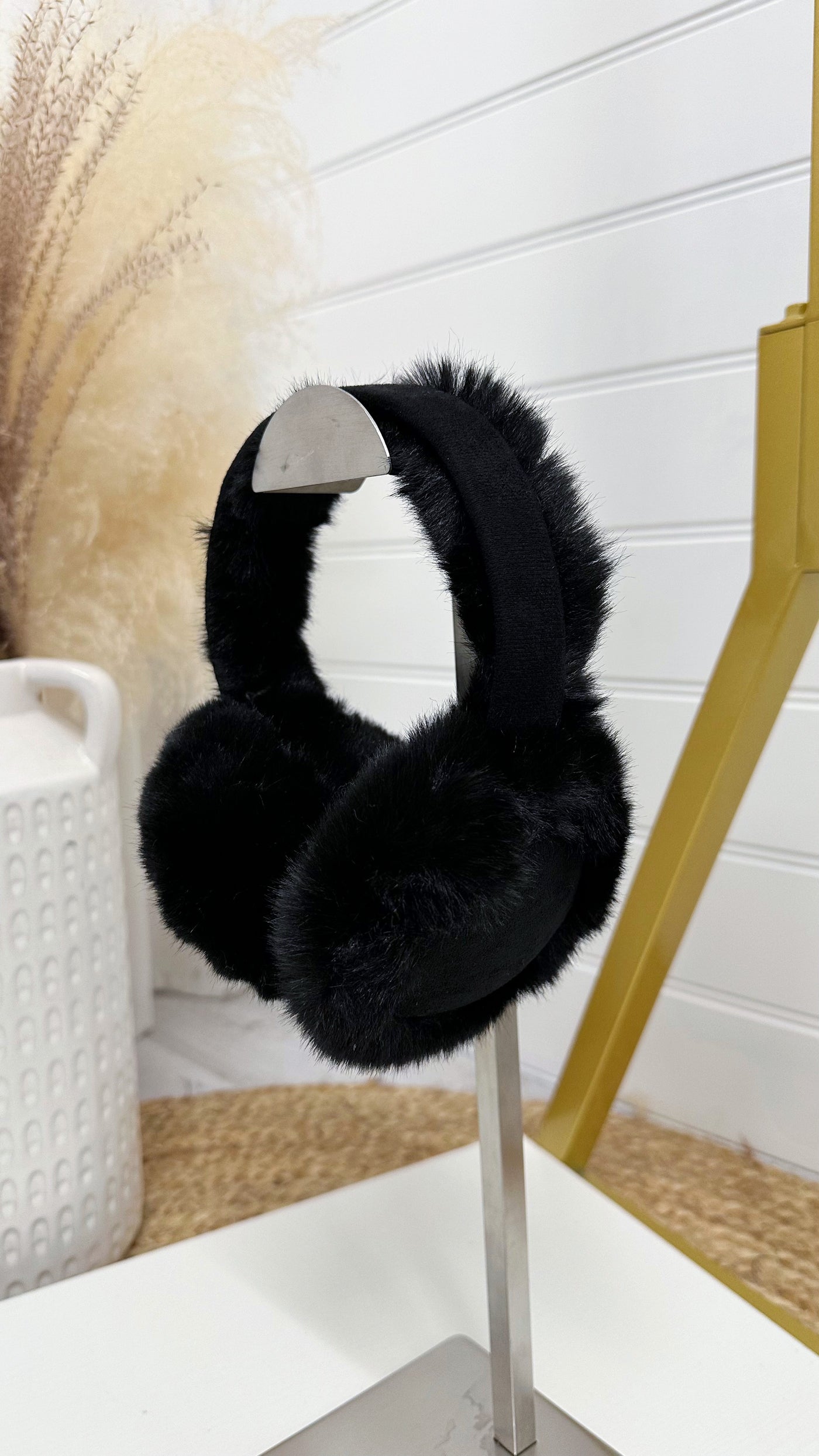 Faux Fur Ear Muffs - BLACK