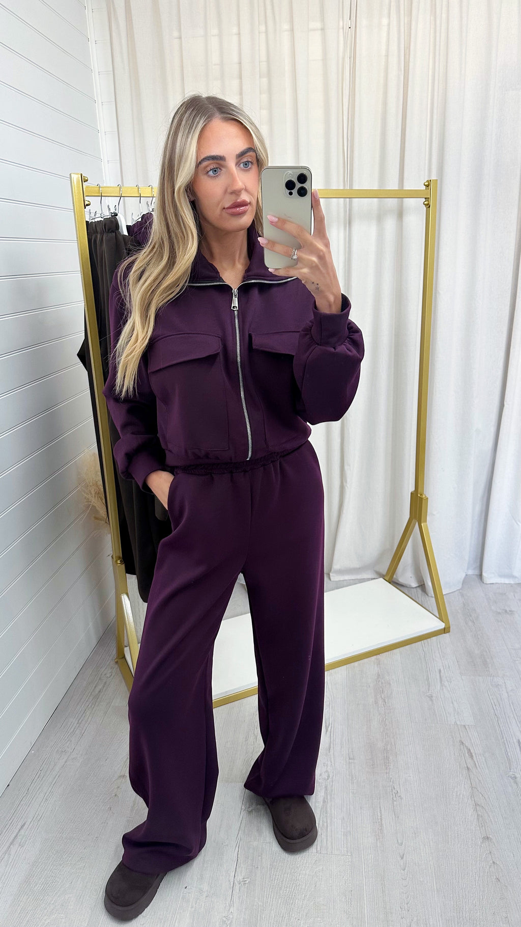Front Pocket Jacket and Joggers Co-Ord - BERRY