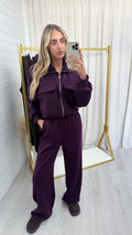 Front Pocket Jacket and Joggers Co-Ord - BERRY