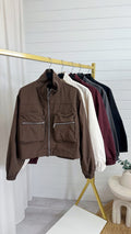 Cargo Zip Deatil Bomber Jacket - BROWN