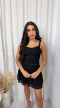 Lace Crop Top and Skirt Co-Ord - BLACK