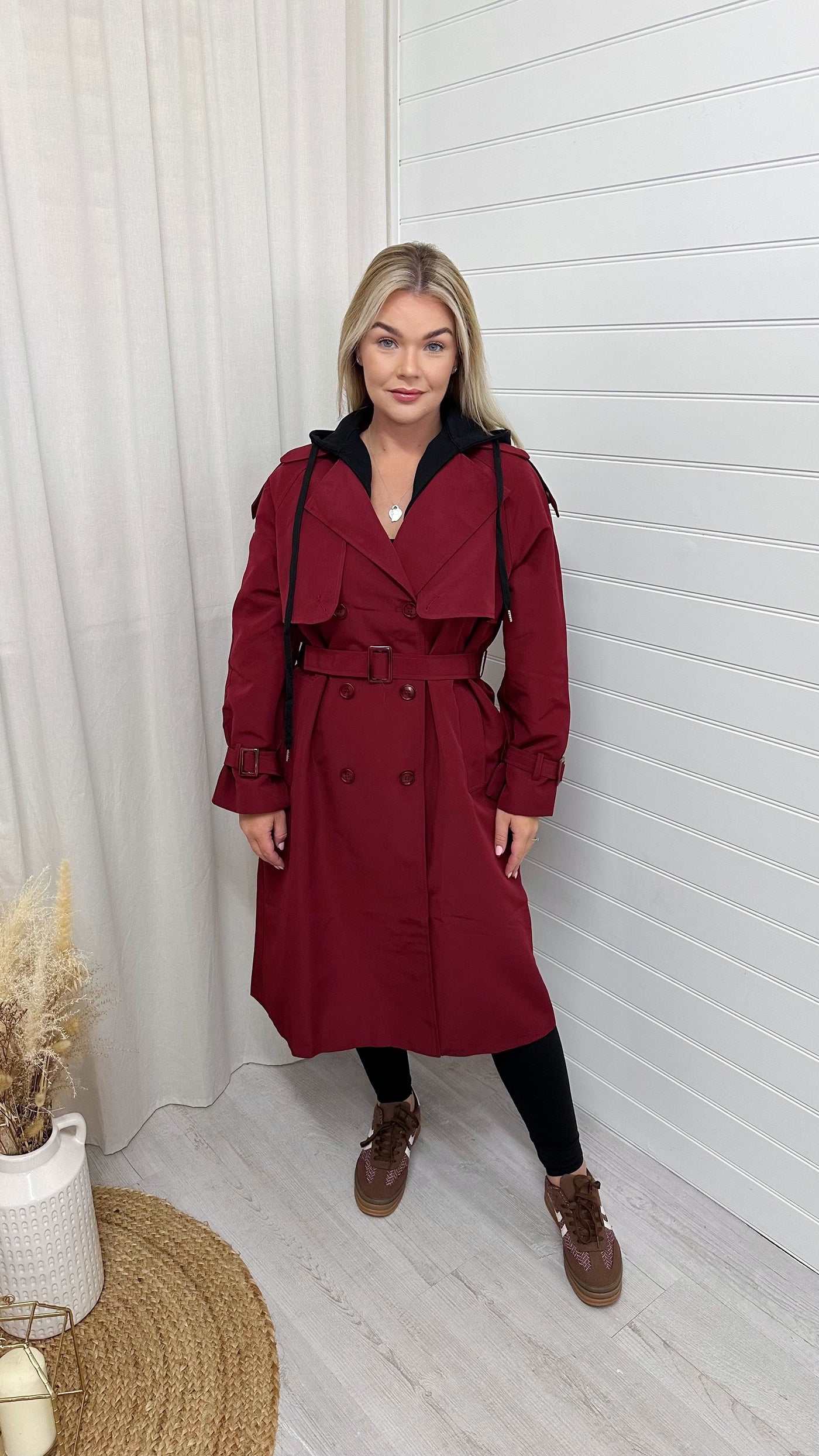 Premium Hooded Lightweight Mac - BURGUNDY