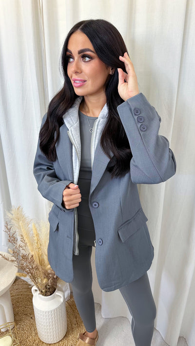 Jacket Insert Tailored Blazer - CHARCOAL