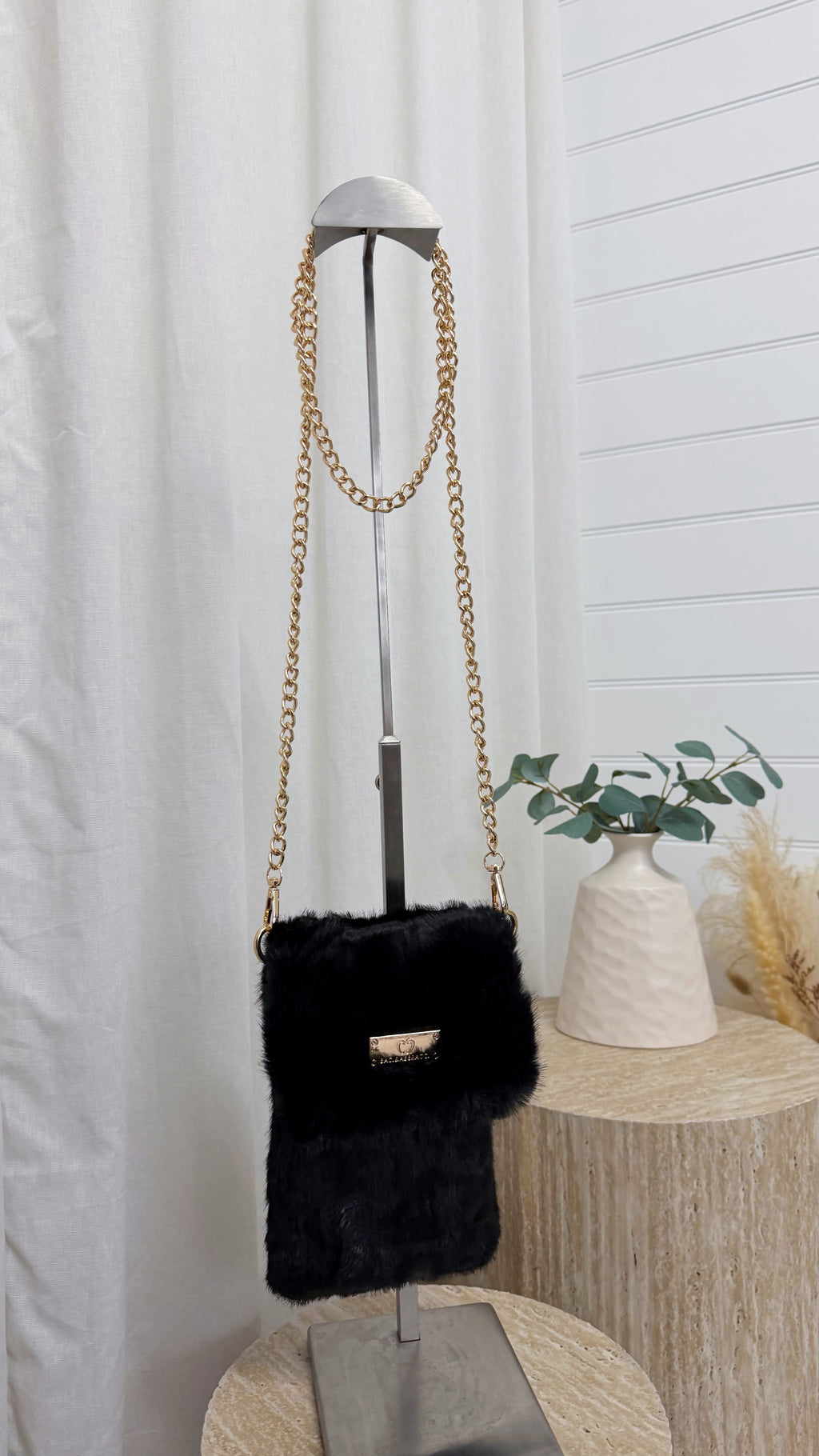 Faux Fur Mini Bag - BLACK