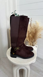 Knee-High Western Boots - DARK BROWN