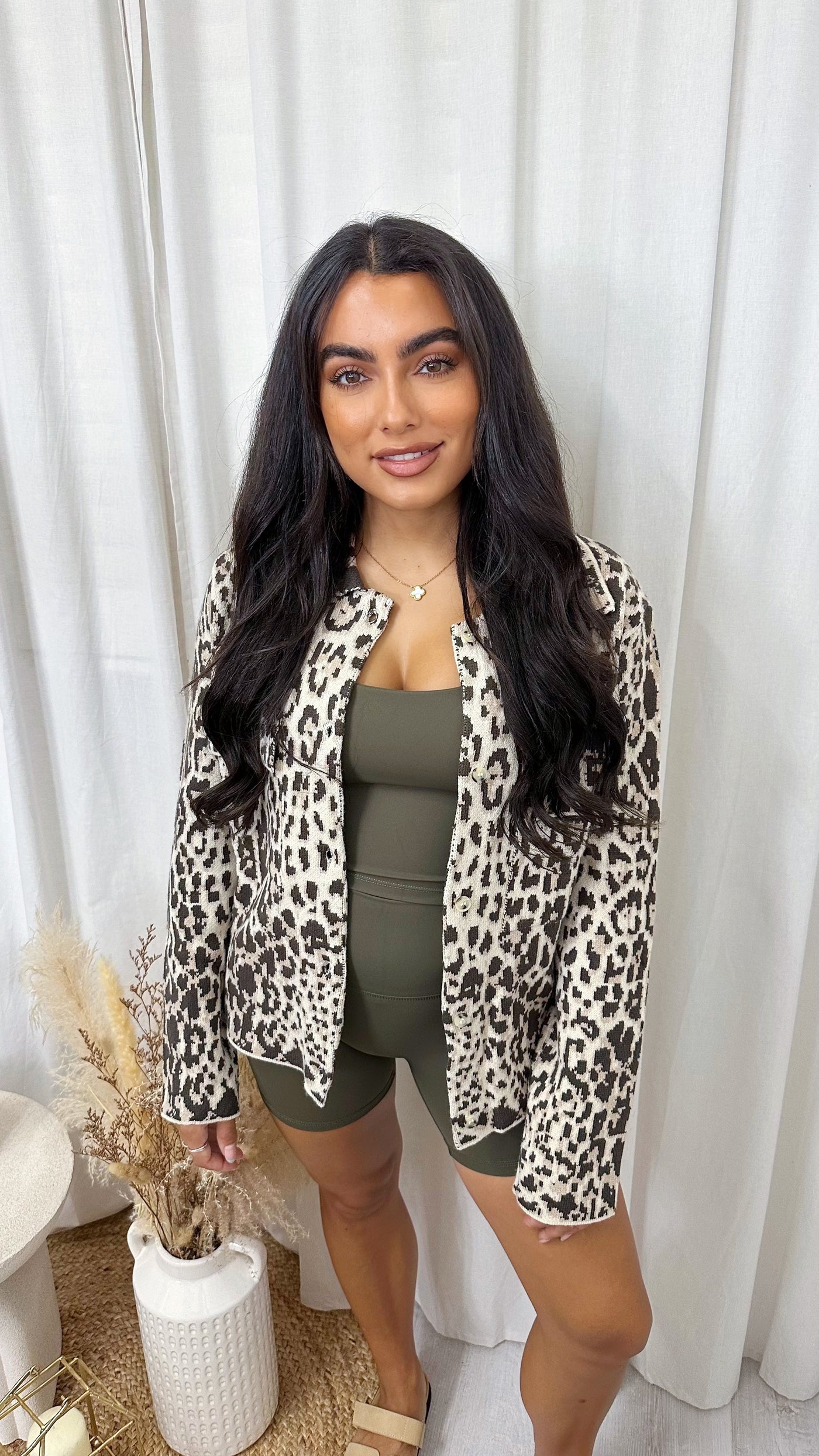 Fine Knitted Leopard Print Cardigan
