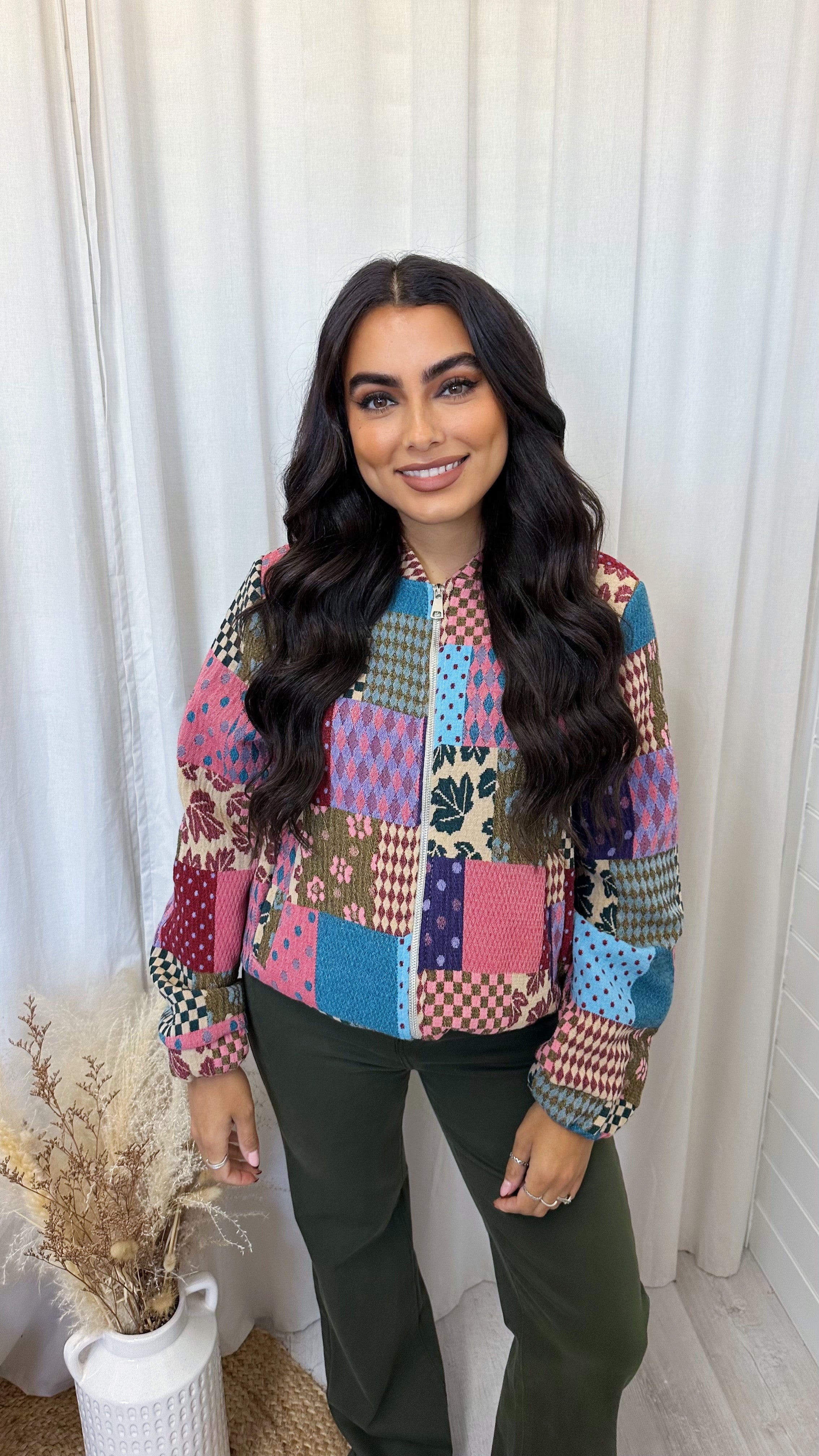 Tapestry Bomber Jacket - PINK