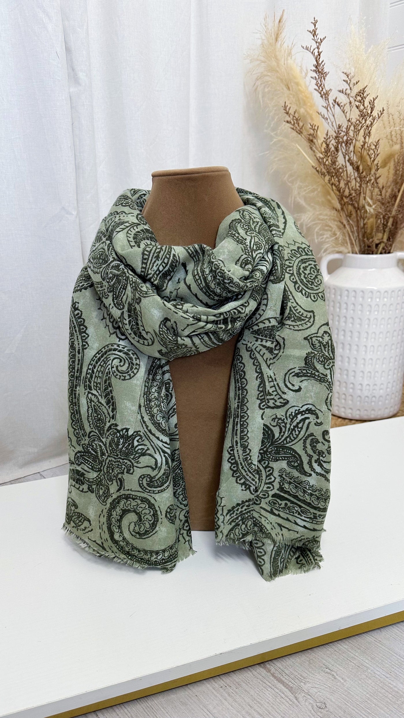 MIA Paisley Print Soft Touch Scarf - GREEN