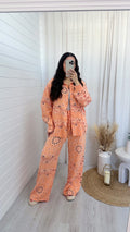 Paisley Cheesecloth Shirt and Trousers Co-Ord - ORANGE