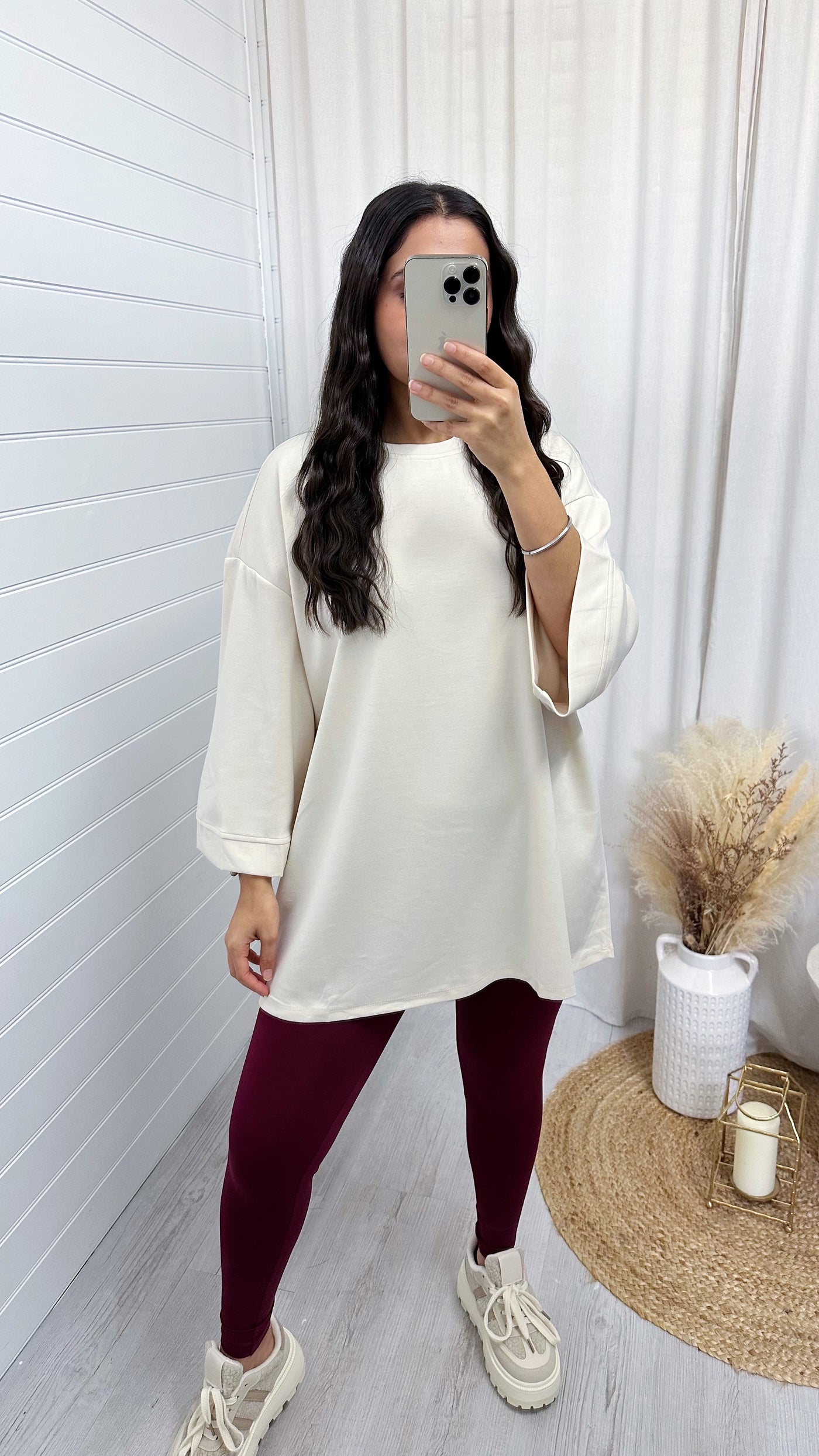 Drop Sleeve Oversized T-Shirt - BEIGE