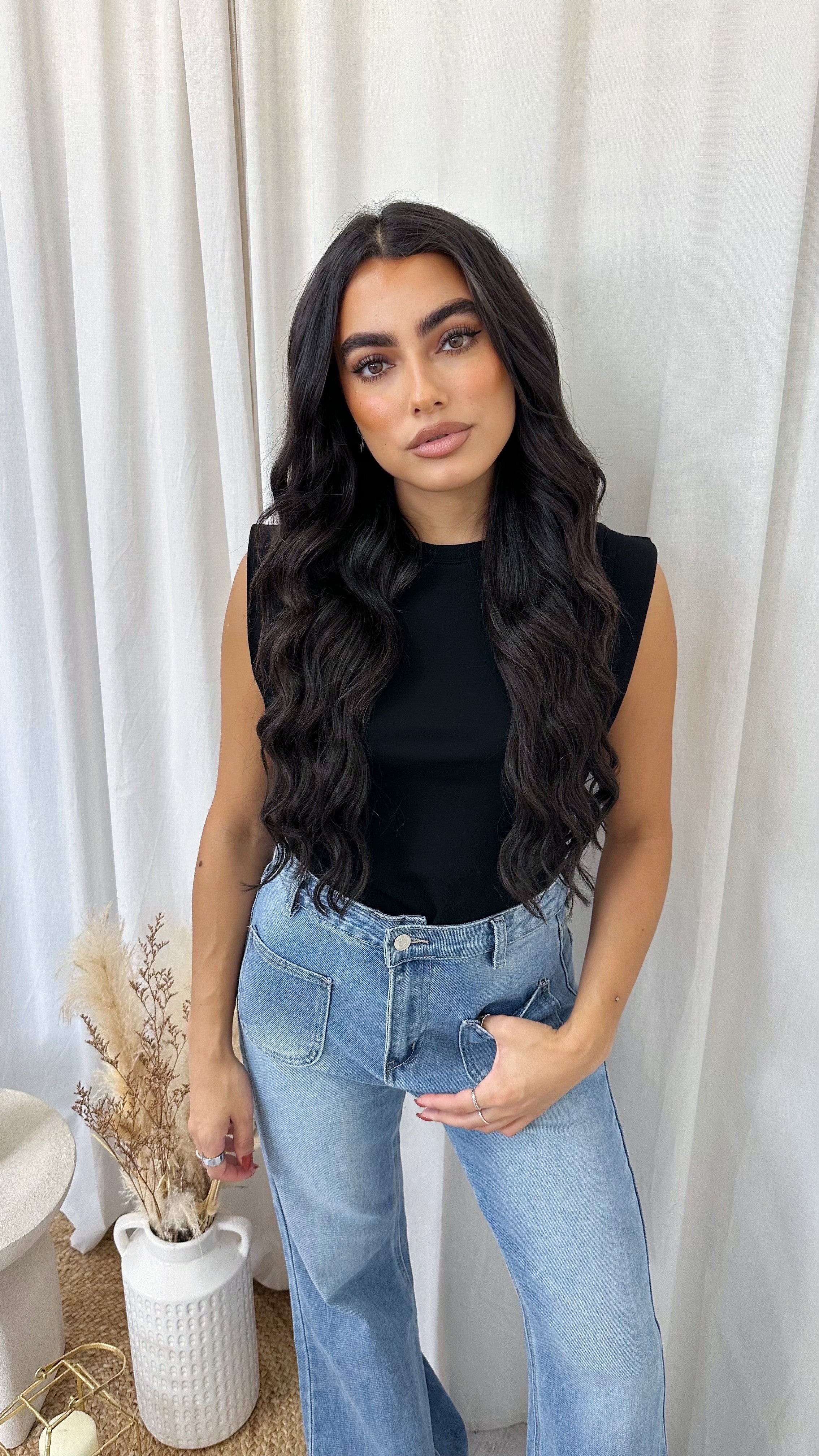 Cap Sleeve Soft Cotton T-Shirt - BLACK