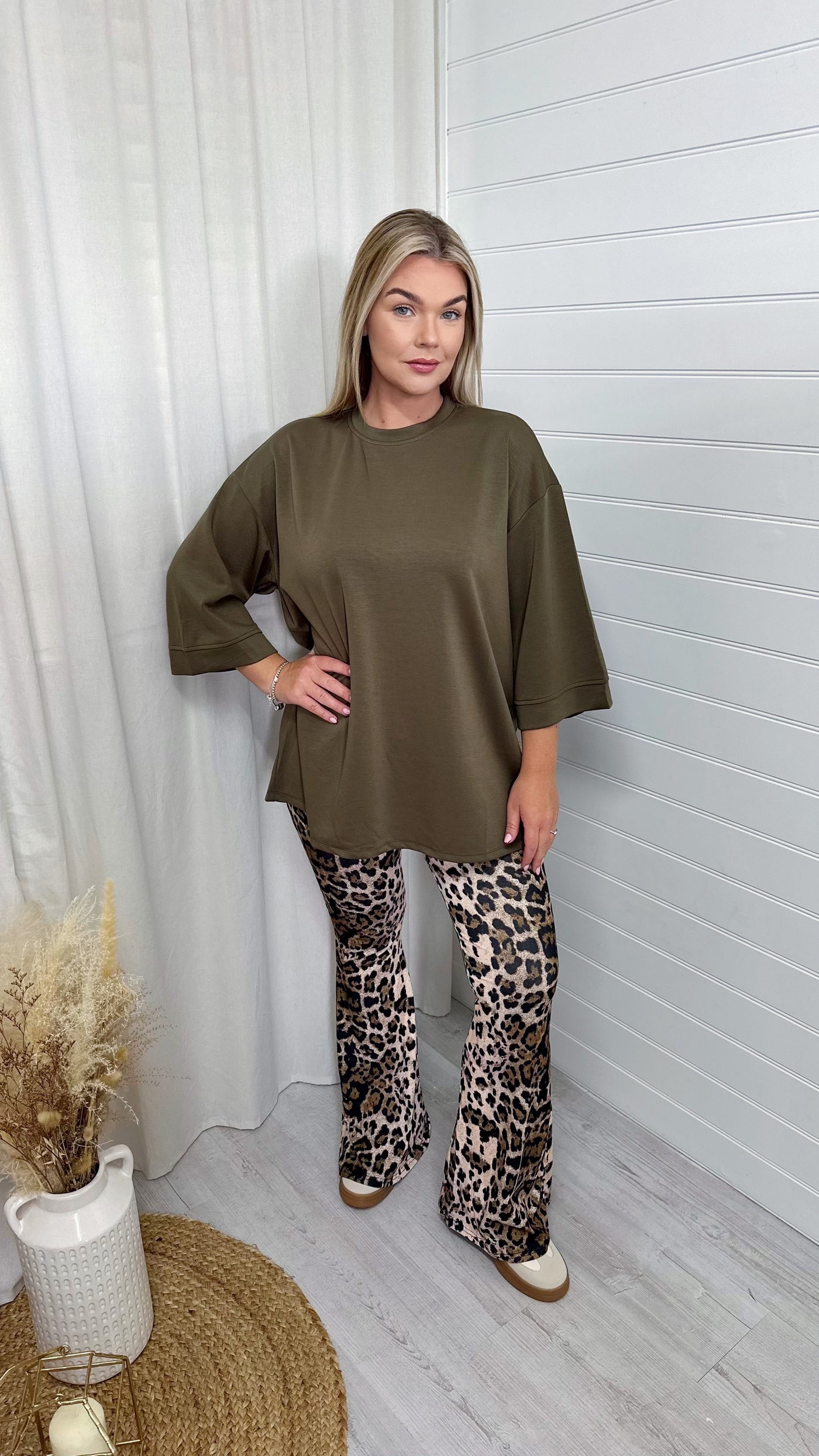 Drop Sleeve Oversized T-Shirt - KHAKI