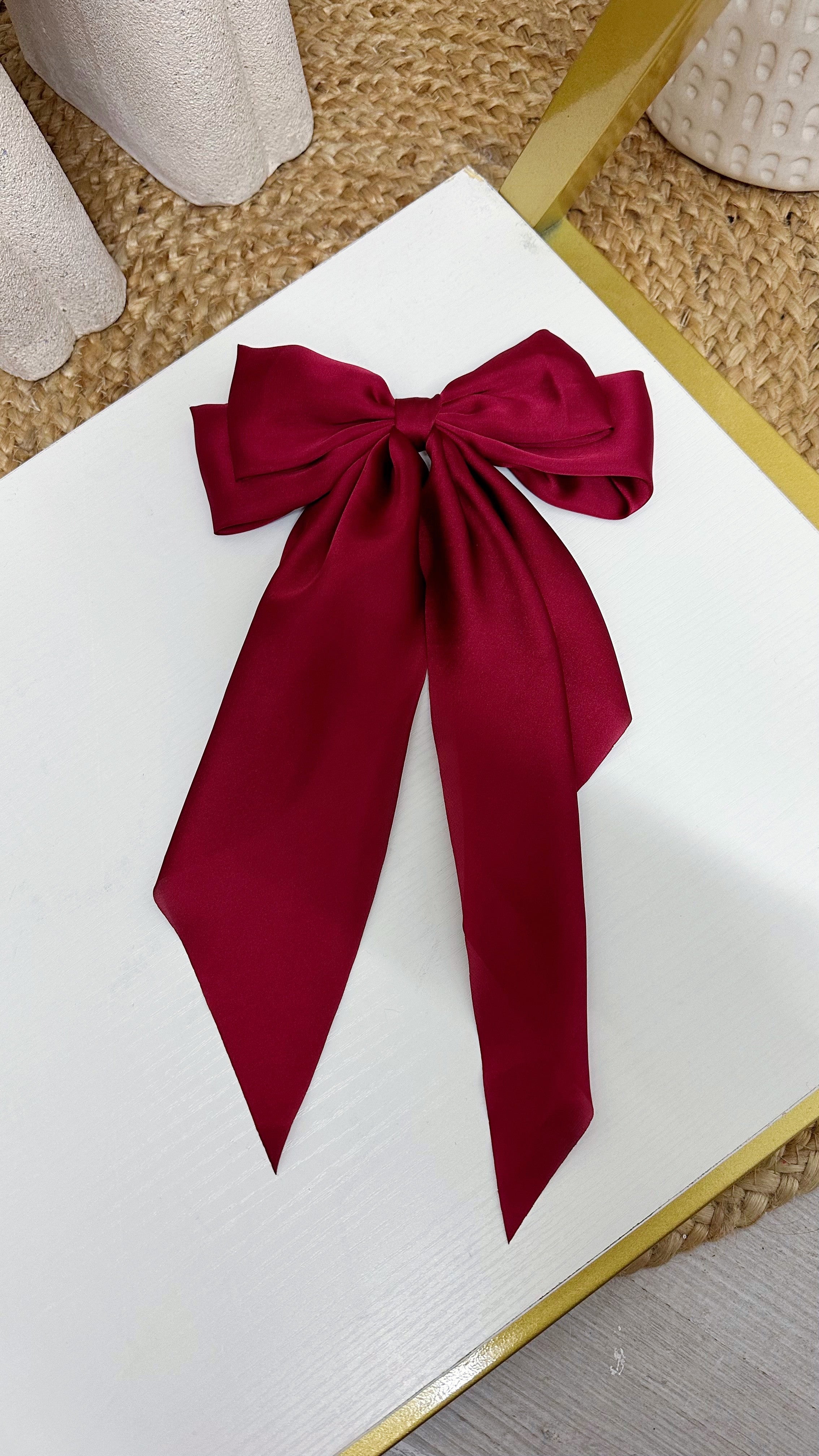 Satin Hair Bow - RED