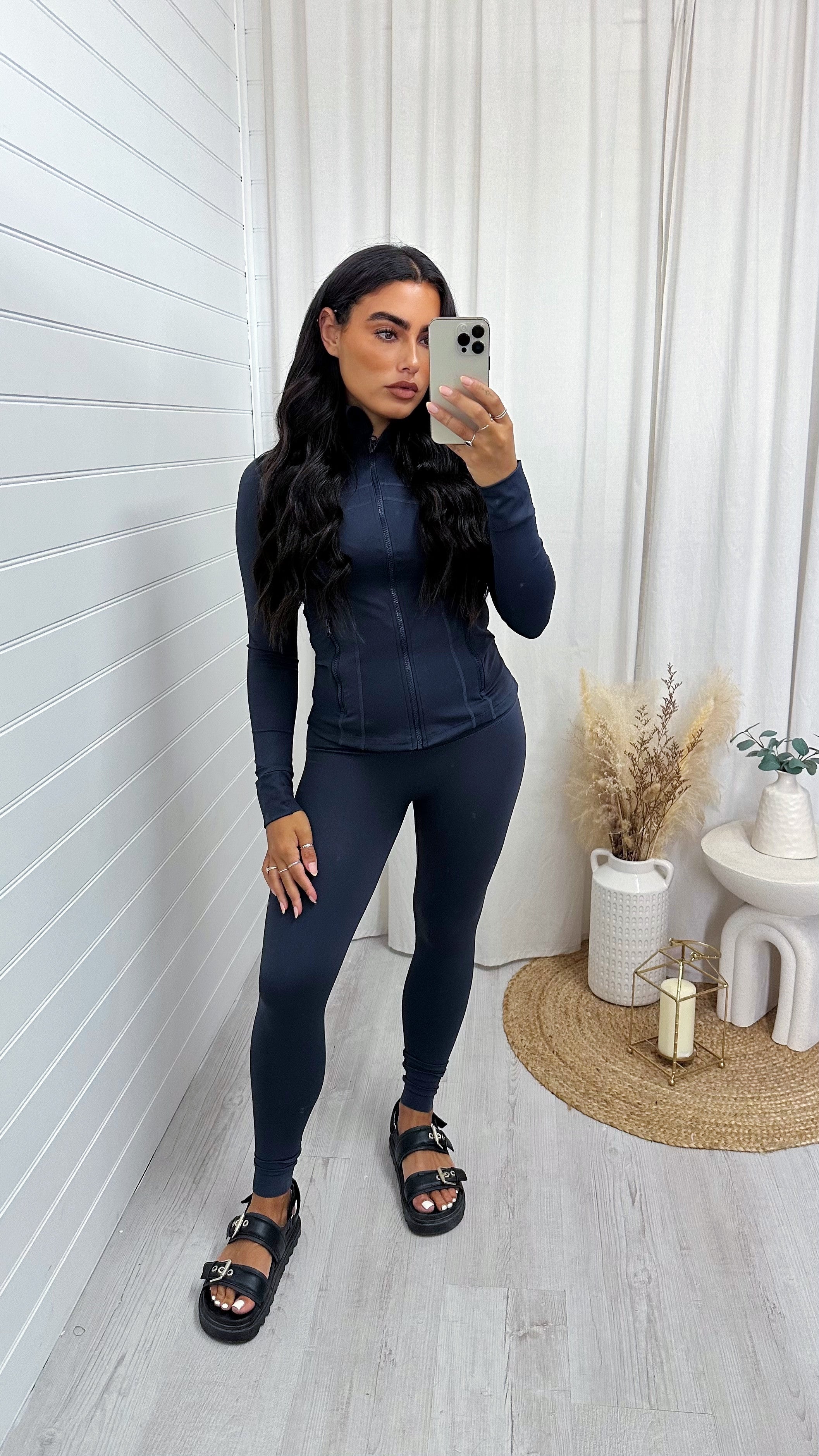 Body Sculpt Jacket and Leggings Gym Co-Ord - SLATE BLUE