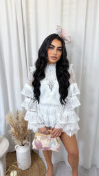 Layered Frill Lace Top and Skort Co-Ord - WHITE