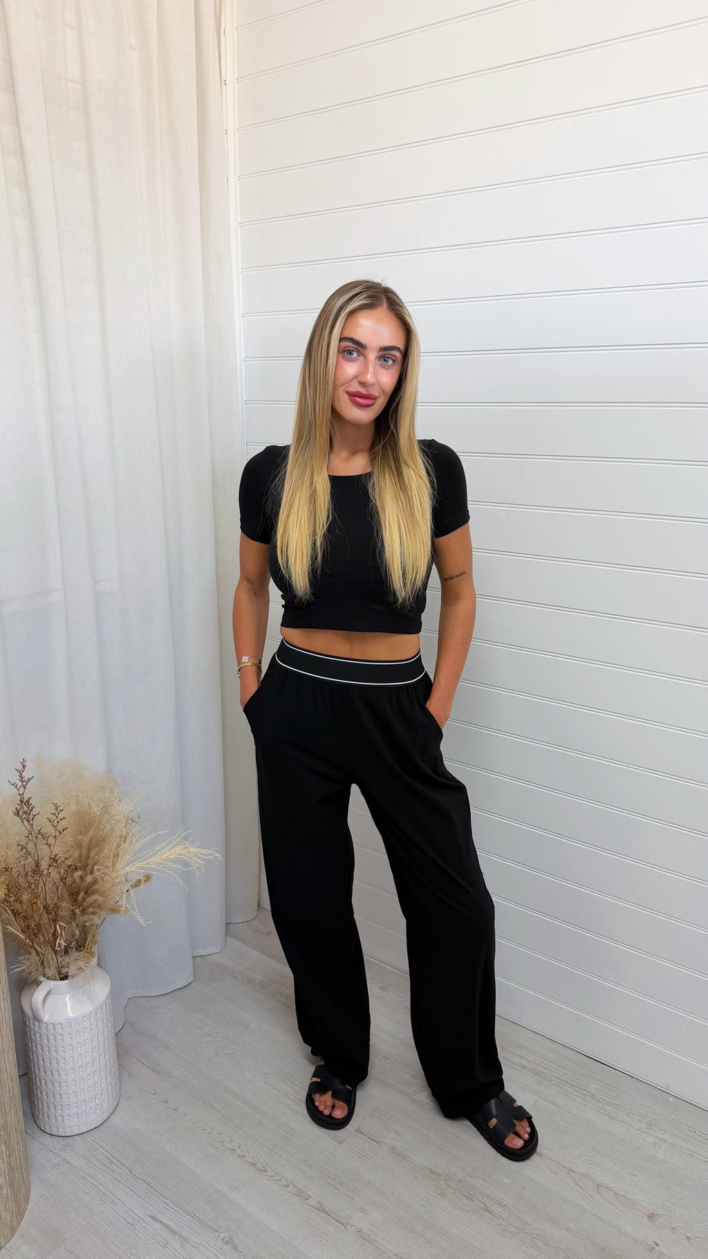 Boxer Waistband Stretchy Trousers - BLACK