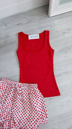 Basic Square Neck Vest Top - RED