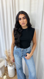 Cap Sleeve Soft Cotton T-Shirt - BLACK