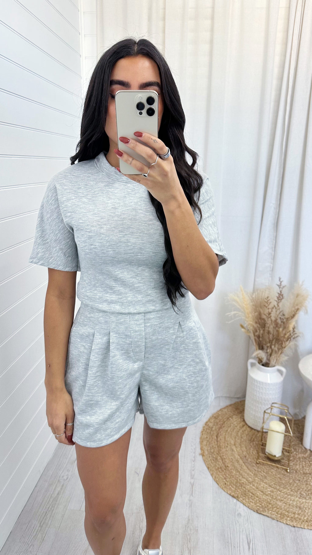 Basic Jersey T-Shirt and Shorts Co-Ord - GREY