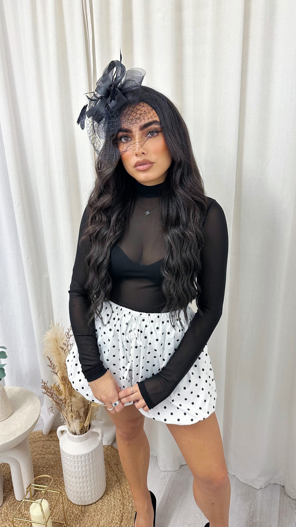 Puff Ball Polka Dot Shorts - WHITE