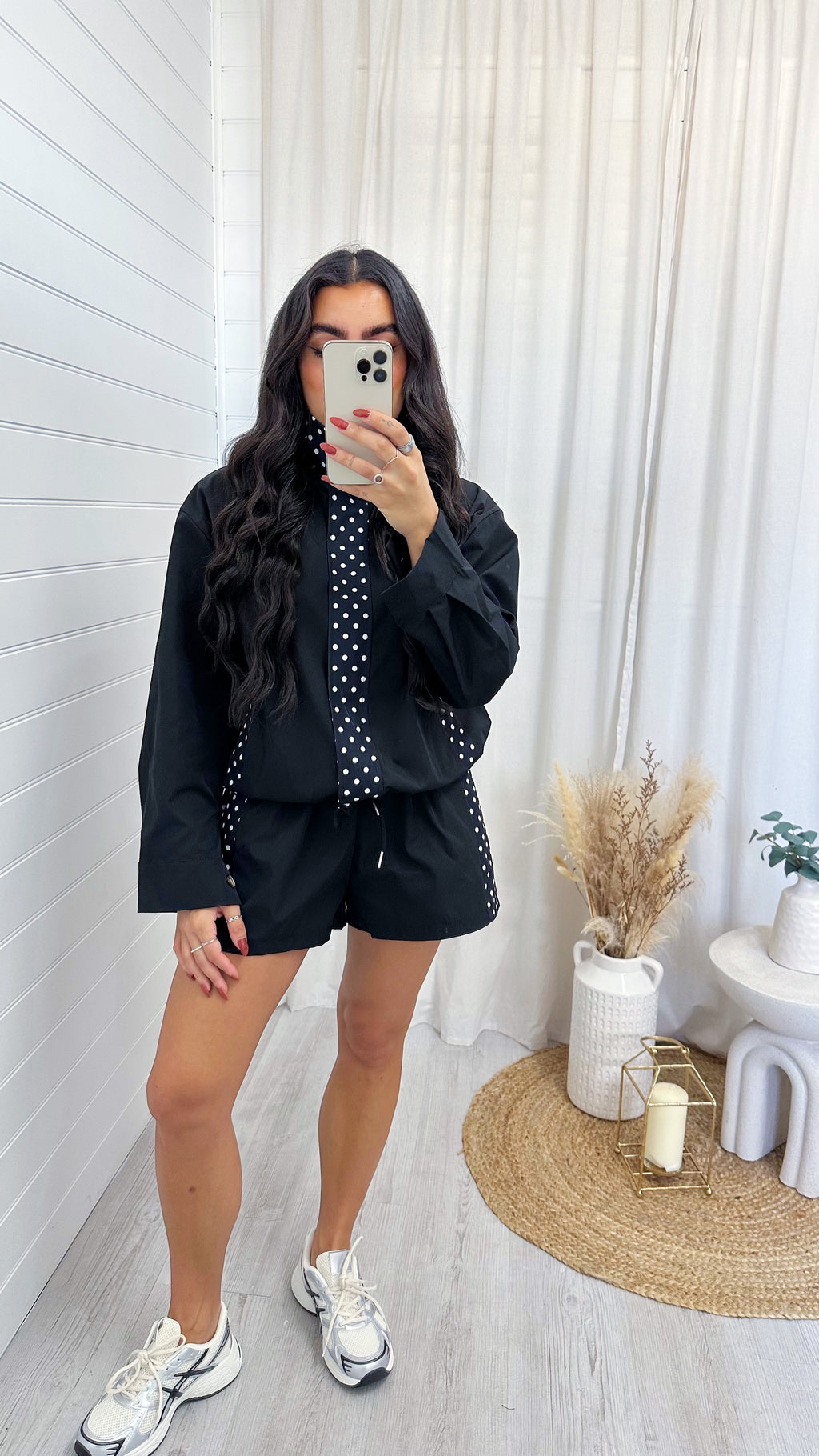 Polka Dot Windbreaker Co-Ord - BLACK