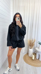 Polka Dot Windbreaker Co-Ord - BLACK