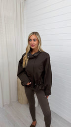 Toggle Hem Utility Jacket - BROWN