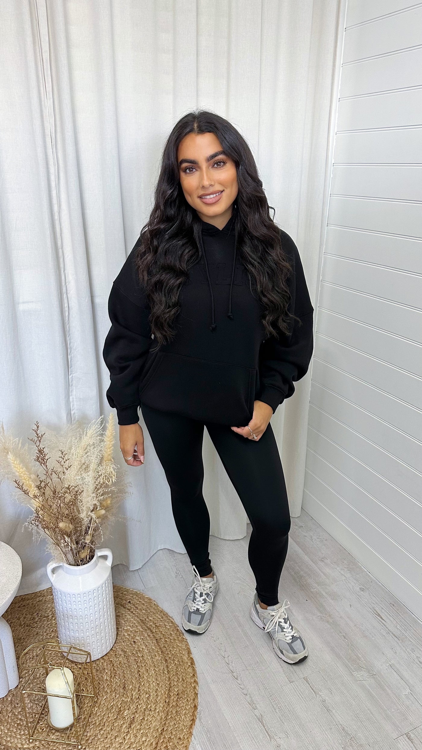 Embossed Stylist Oversized Hoodie - BLACK