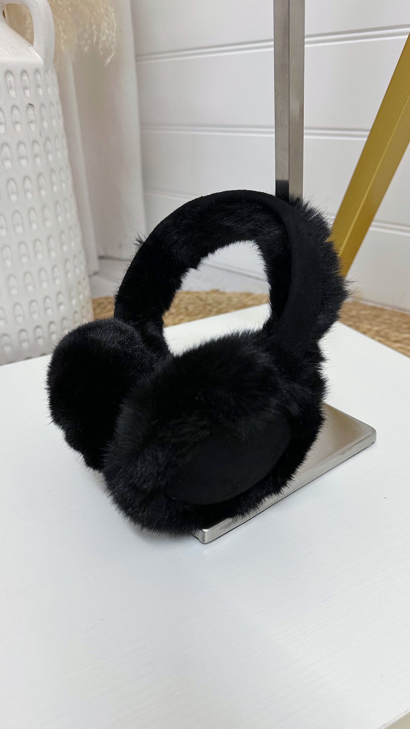 Faux Fur Ear Muffs - BLACK